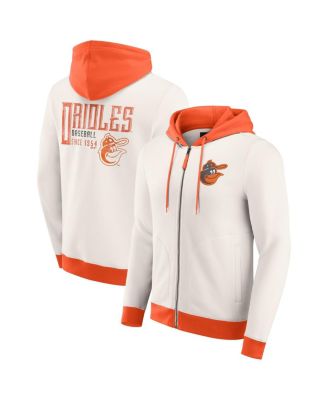 Мужская кремовая толстовка Fanatics Baltimore Orioles с капюшоном из полар-флиса на молнии цвета слоновой кости /кремовый