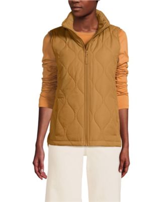 Женский стеганый утепленный жилет без перьев Lands'End коричнево-бежевого цвета