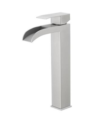 Водопадный смеситель для раковины с одним отверстием и одной ручкой для ванной комнаты со сливом в сборе из матового нейзильбера