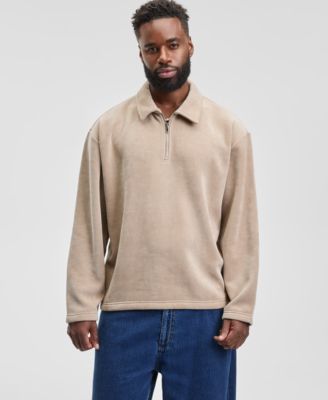 Мужской пуловер свободного кроя Mode of One из плюша с длинным рукавом и застежкой на четверть молнии, эксклюзивный Macy's