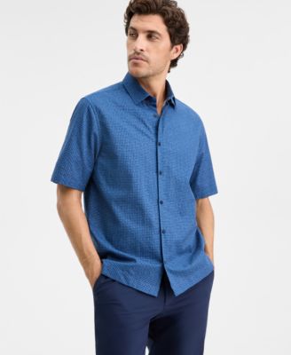 Мужская рубашка на пуговицах с коротким рукавом и принтом в виде лабиринта от Alfani, эксклюзивный бренд Macy's