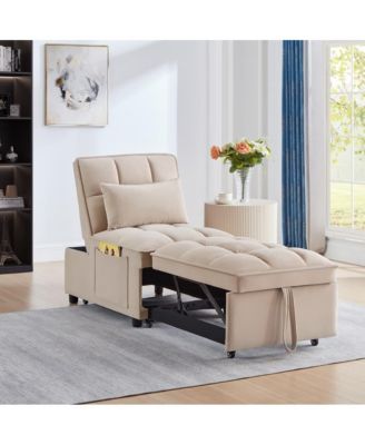 Односпальное бархатное раскладное кресло-кровать Maison Boucle 4-в-1 с регулируемой спинкой, боковым карманом и подушкой для небольших помещений-Maison Boucle