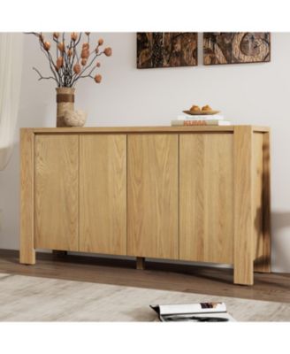 Деревянный буфетный шкаф Streamdale Furniture в стиле ретро - 4-дверный, с регулируемыми полками (натуральный)