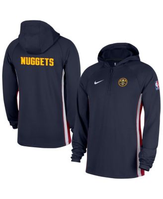 Мужская темно-синяя куртка с капюшоном Denver Nuggets Authentic On Court Zone от Nike с застежкой-молнией на четверть размера Dri-FIT