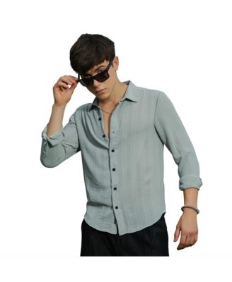 Мужская рубашка Campus Sutra облачно-серого цвета с приятными на ощупь полосками