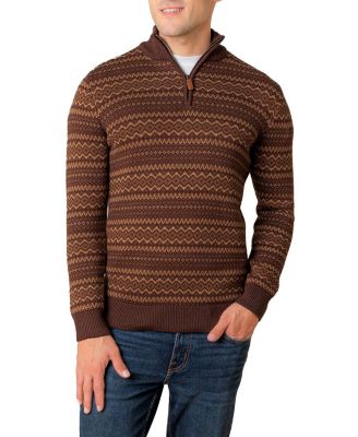 Мужской органический свитер-пуловер цвета интарсии на молнии Hope & Henry из натуральной кожи