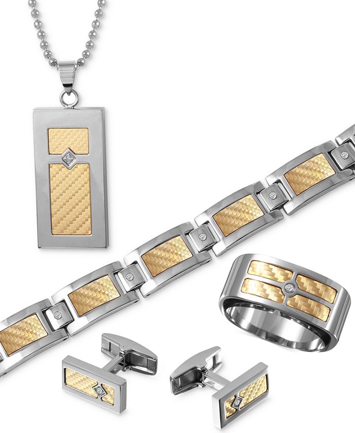 Macy's Men's Inlay Jewelry in 18k Gold and Stainless Steel & Reviews