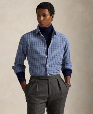 Мужская оксфордская рубашка Polo Ralph Lauren синего цвета