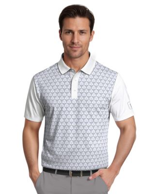 Мужская техническая рубашка поло с короткими рукавами в линейный цветовой блок PGA TOUR, белая