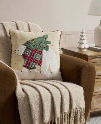 РАСПРОДАЖА! Праздничная декоративная подушка с изображением белого медведя, 18