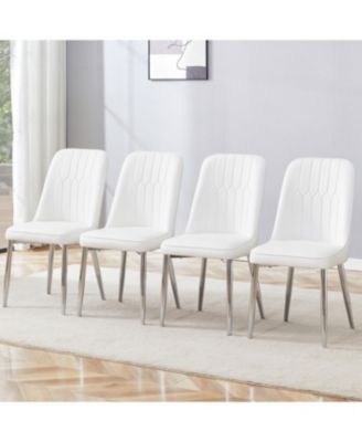 Streamdale Furniture - 4 Современных обеденных стула из искусственной кожи с серебристыми металлическими ножками