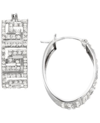 Серьги Macy's серебро с бриллиантом 0,01 карат, белые