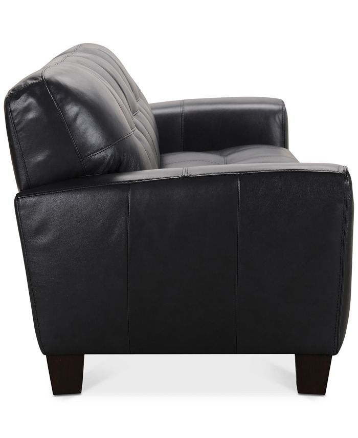 Furniture Kaleb 84" Tufted Leather Sofa, Created for Macy's & Reviews