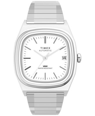 Мужские автоматические серебристые часы Timex из нержавеющей стали, 34 мм