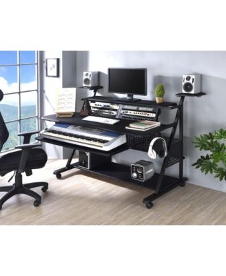 Музыкальный стол Flynama Willow с черной отделкой, 40-дюймовым лотком для клавиатуры и полками для хранения