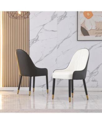 Рабочее кресло Streamdale Furniture из черной кожи с металлическими ножками (комплект из 2-х