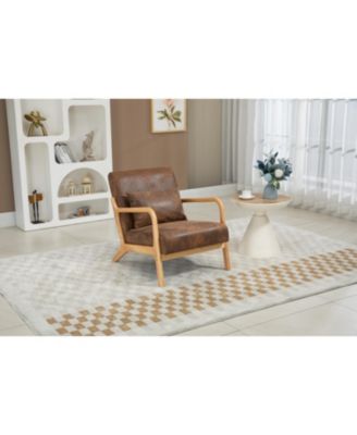 Акцентное кресло Streamdale Furniture середины века с деревянным каркасом и поясной подушкой