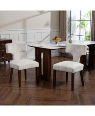 Набор современных обеденных стульев Streamdale Furniture середины века из 2-х бежевых льняных полотен