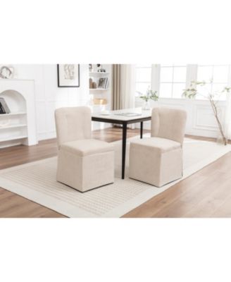 Льняные обеденные стулья Streamdale Furniture, современные тканевые боковые стулья с мягкими сиденьями, комплект из 2 предметов (бежевый)