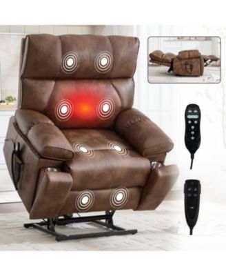 Кресло с электроподъемником Streamdale Furniture Brown Leatheraire с подогревом и массажем