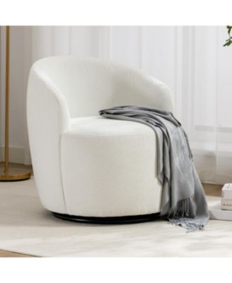 Шикарное вращающееся кресло Streamdale Furniture с плюшевой шениллой, комфортной пеной, черным основанием