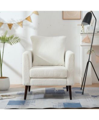 Акцентное кресло из плюшевой ткани Streamdale Furniture Teddy с поясной подушкой для гостиной/спальни
