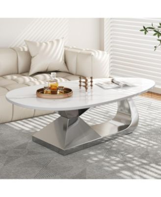 Журнальный столик из спеченного камня Streamdale Furniture с основанием из нержавеющей стали