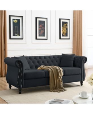 Streamdale Furniture 80" Бархатный диван Честерфилд, 3-местный диван с ворсом