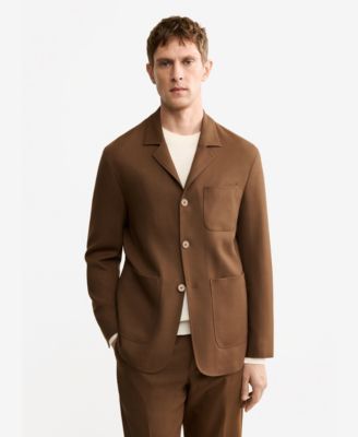 Мужской фланелевый пиджак из итальянской натуральной шерсти Mango оранжевый