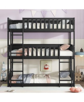 Трехъярусная кровать Streamdale Furniture, две односпальные кровати, каучуковое дерево
