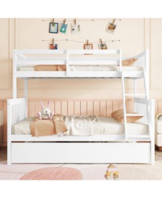 Двухъярусная кровать Streamdale Furniture Twin Over Full с выдвижным ящиком, лестницей и ограждением