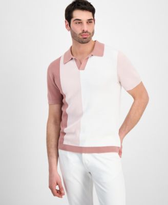 Мужской хлопчатобумажный свитер Alfani с цветным воротником Johnny, эксклюзивный розовый цвет Macy's