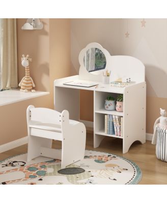 Детский туалетный столик Streamdale Furniture с зеркалом, стулом и местом для хранения вещей