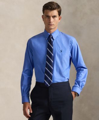 Мужская саржевая рубашка Polo Ralph Lauren классического покроя синего цвета