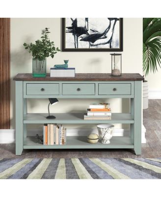 Консольный стол Streamdale Furniture из массива сосны диаметром 48 дюймов с 3 выдвижными ящиками и 2 полками