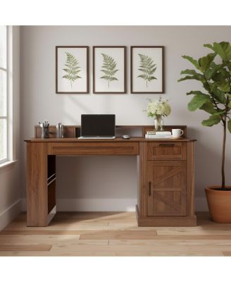 Офисный стол Streamdale Furniture 55" В фермерском доме с местом для хранения, дверцей для сарая, подставкой для клавиатуры, подставкой для монитора