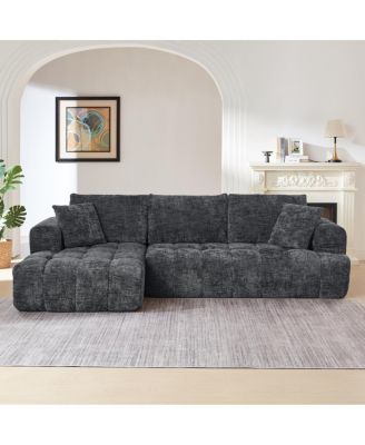 Роскошный секционный диван большого размера Streamdale Furniture из синели L-образной формы, минималистичный дизайн, Удобный диван-кровать