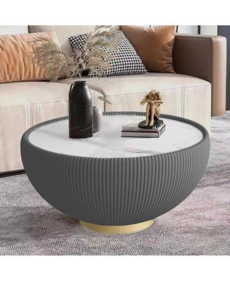 Журнальный столик из светлой спеченной каменной кожи Streamdale Furniture для мебели для гостиной