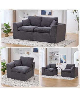 Модульный секционный диван Streamdale Furniture Cloud Couch, удобный современный 2-местный диван со съемными чехлами для подушек