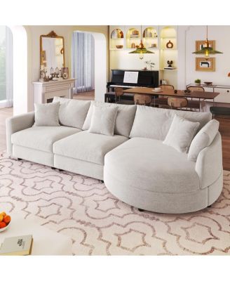 Streamdale Furniture 105" Секционный диван из синели, состоящий из 3 частей, с изогнутым шезлонгом и 3 подушками