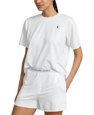 Женский пижамный комплект Polo Ralph Lauren с круглым вырезом и шортами, состоящий из 2 предметов, белый