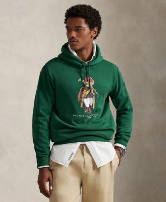 Мужская флисовая толстовка Polo Ralph Lauren с принтом медведя зеленого цвета