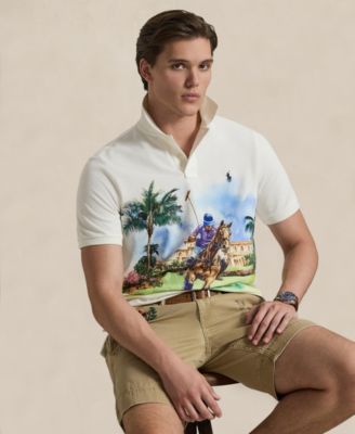 Мужская рубашка поло классического покроя с коротким рукавом Polo Ralph Lauren белого цвета