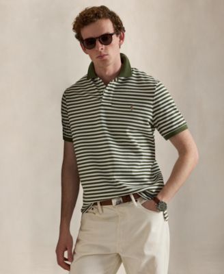 Мужская рубашка в полоску Polo Ralph Lauren с коротким рукавом зеленого цвета