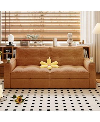 Многофункциональный раскладной диван-кровать Boyel Living 2-в-1, Современный диван-кровать из вельветовой ткани, Диваны-кушетки с подстаканниками