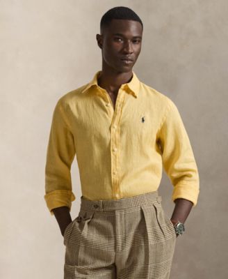 Мужская рубашка с воротником классического покроя Polo Ralph Lauren желтого цвета