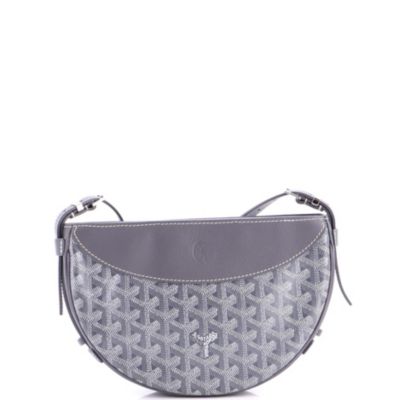 Бывшая в употреблении сумка через плечо Goyard Hirondelle из холста и кожи серого цвета с покрытием