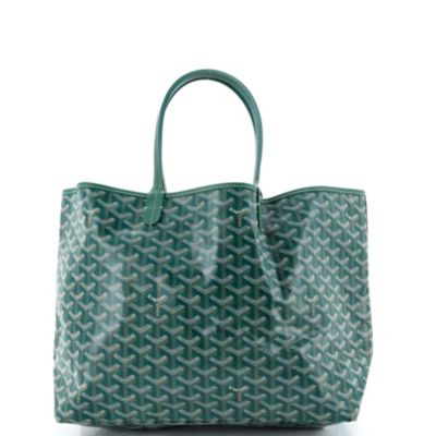 Подержанная сумка Goyard PM Saint Louis Tote из холста с покрытием зеленого цвета