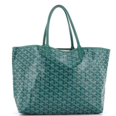 Подержанная сумка Goyard PM Saint Louis Tote из холста с покрытием зеленого цвета