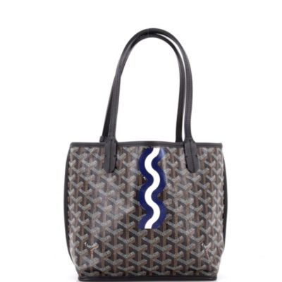 Бывшая в употреблении реверсивная сумка Goyard Mini Anjou из холста с принтом и покрытием черного цвета